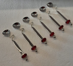 Spoon Curved Silver Plated Inlay Hand Blown Glass (6pcs)