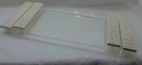 Set 2 Trays Plexi with Hand Painted White Enamels Handles(57*24cm)/(45*23cm)