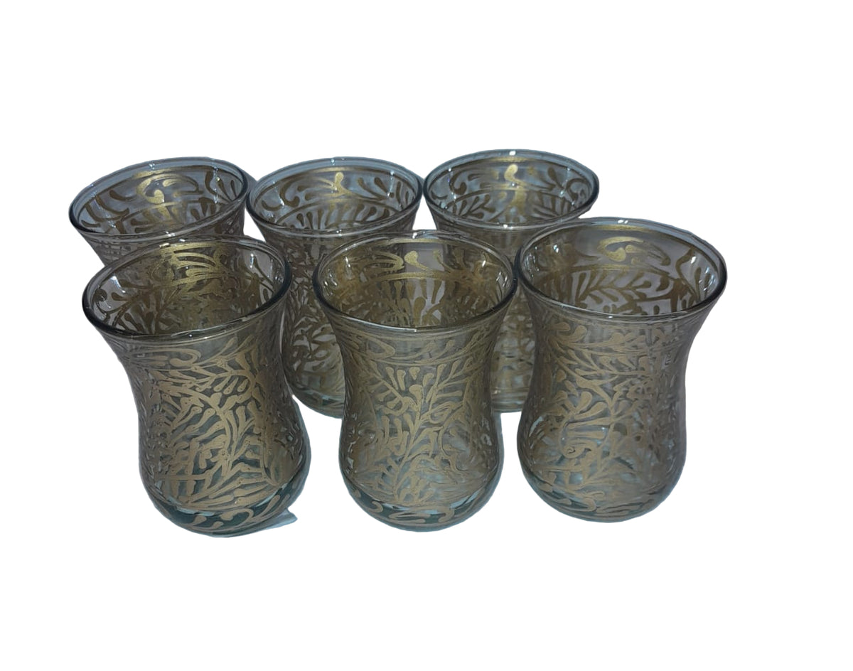 Hand Blown Hand Painted Tea Cup Glass (6pcs)-(D5.5H8cm)