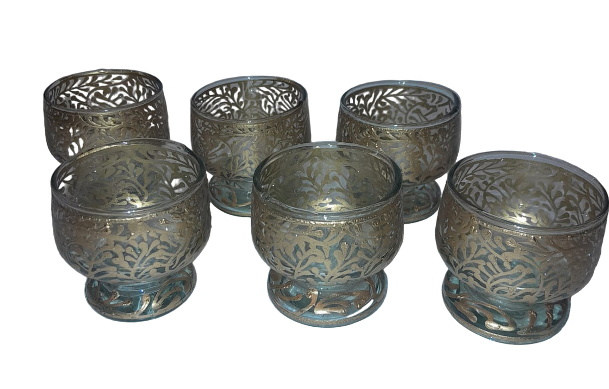 Hand Blown Hand Painted Small Glass Glass (6pcs)-(D5.5H5.5cm)