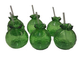 Hand Blown Hammered Pomegrenade Glass + Straw(6pcs)-(D10H11cm)