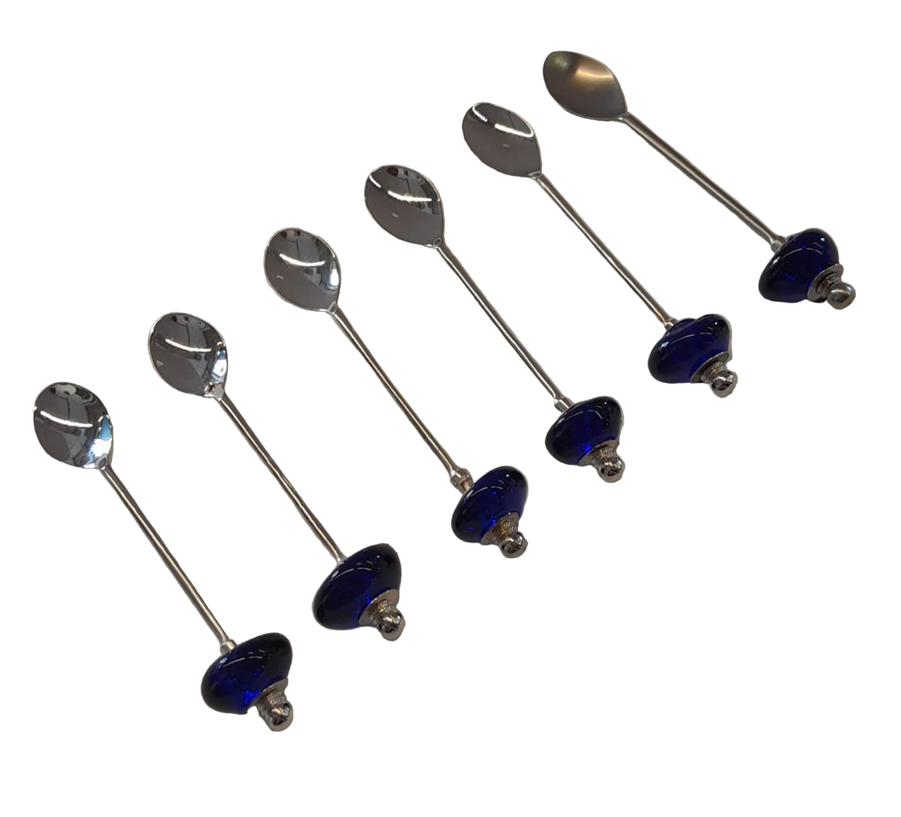 Tea Spoon Silver Plated Inlay Hand Blown Glass (6 Pcs)