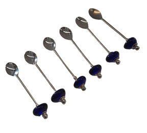 Tea Spoon Silver Plated Inlay Hand Blown Glass (6 Pcs)