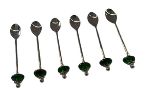 Tea Spoon Silver Plated Inlay Hand Blown Glass (6 Pcs)