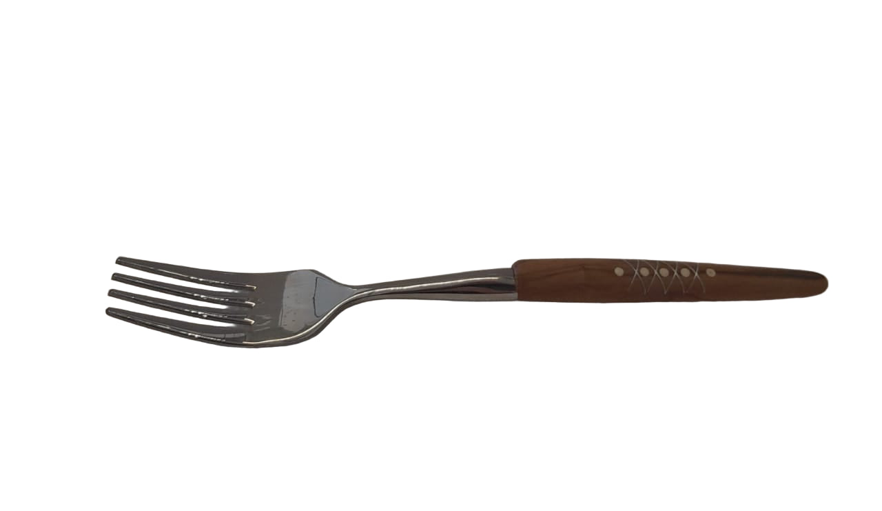 Dinner Fork Olive Wood with Bone and Tin
