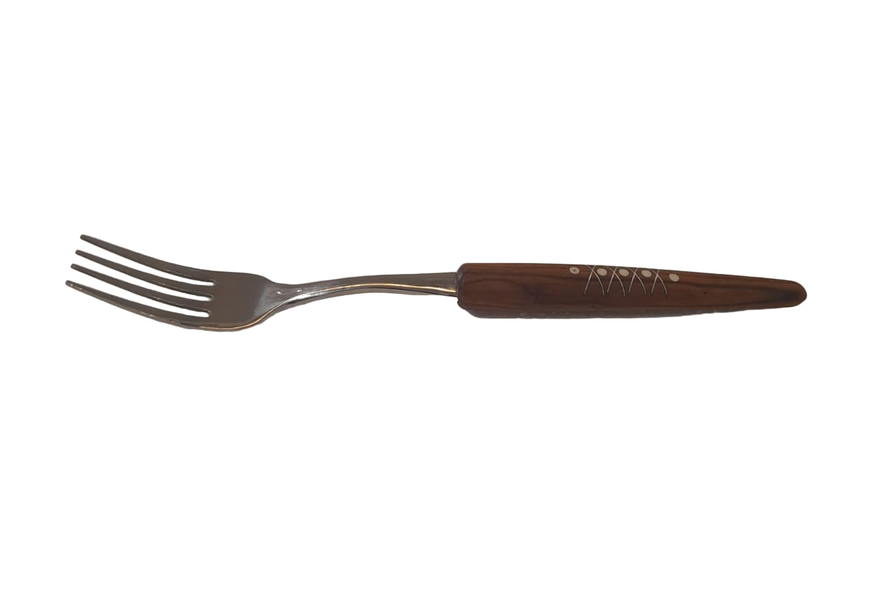 Dessert Fork Olive Wood with Bone and Tin