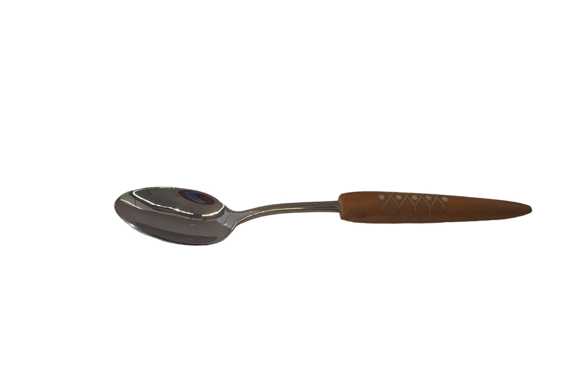 Dessert Spoon Olive Wood with Bone and Tin