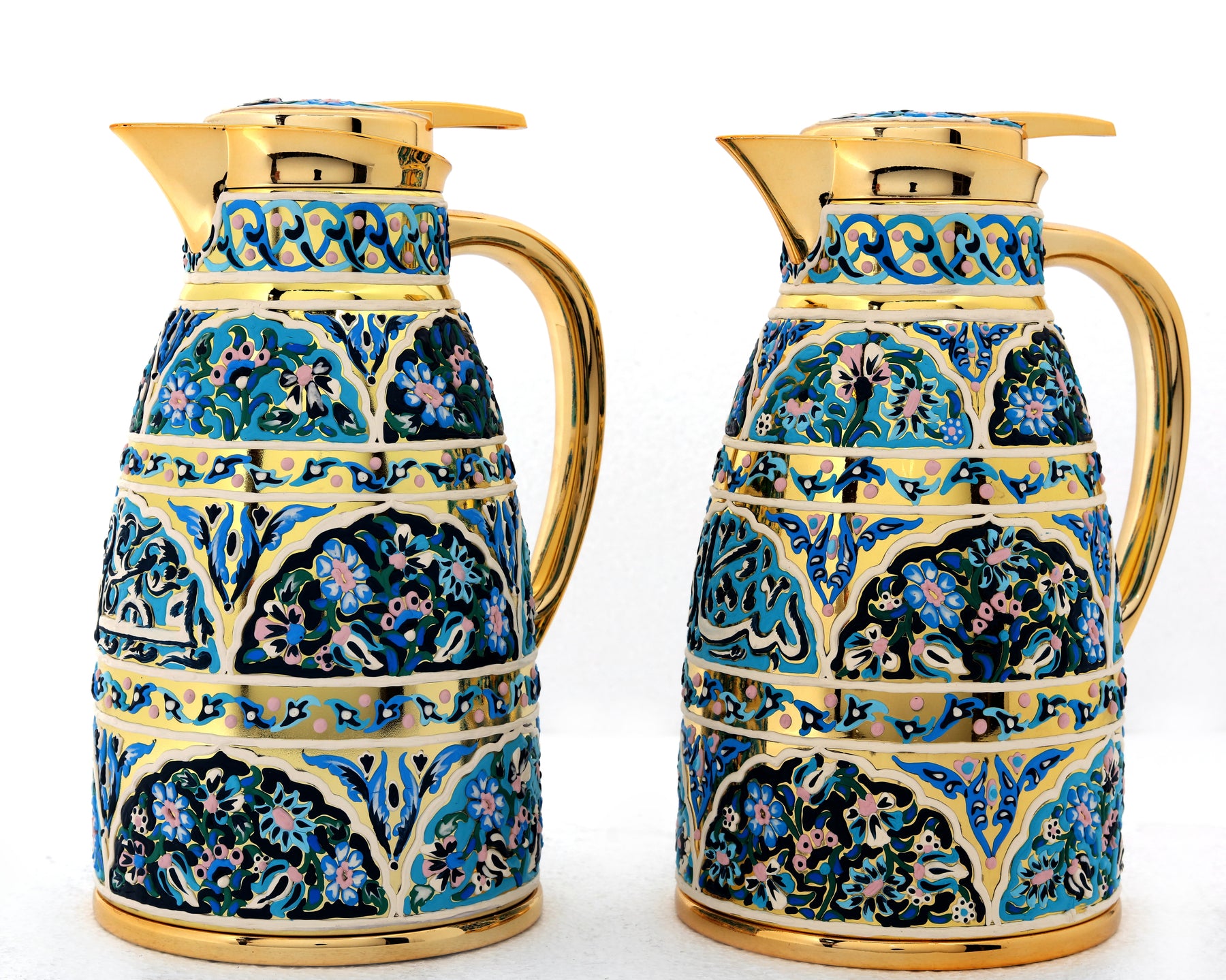 Set 2 Thermos Stainless Steel Gold Handmade Enamel (1 Liter)