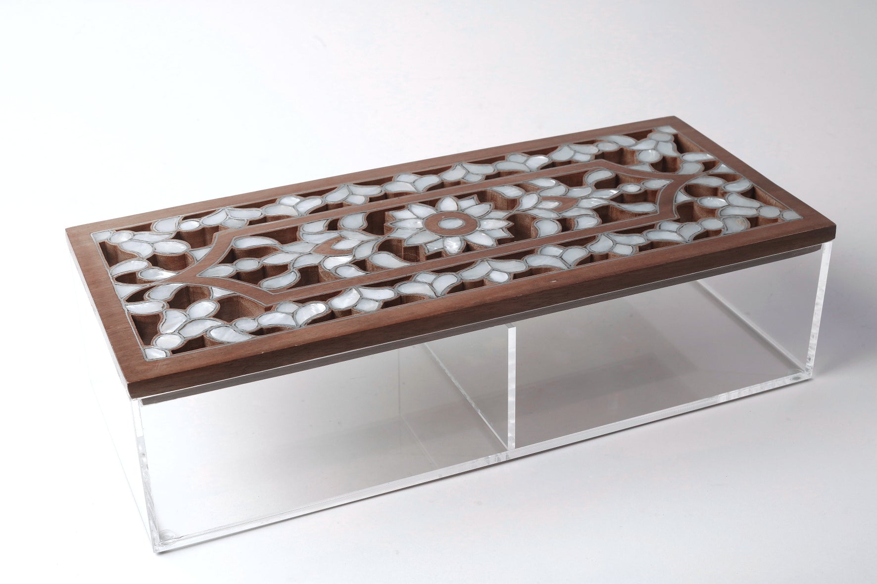 Box Rectangular Plexi with Inlay Seashell Mother of Pearl