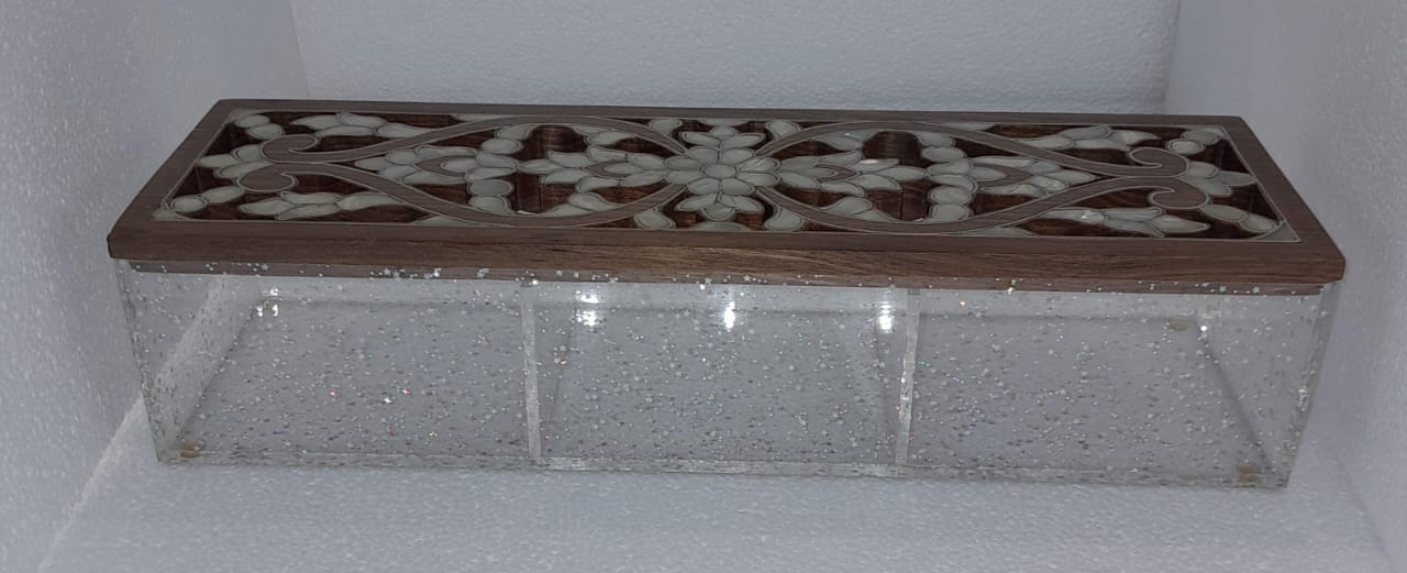 Box Rectangular Plexi with Inlay Seashell Mother of Pearl