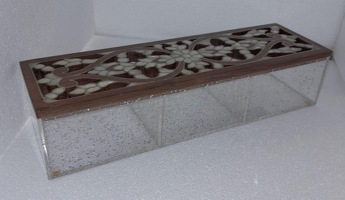 Box Rectangular Plexi with Inlay Seashell Mother of Pearl
