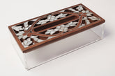 Tissue Box Rectangular Plexi with Cover solid walnut wood with inlay seashell mother of pearl (D25W12H6.5cm)