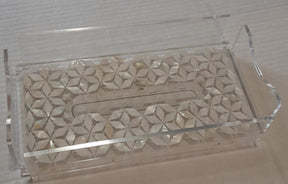 Tissue Box Plexi with Resine and Seashell Mother of Pearl(D25W13H5cm)
