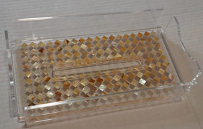 Tissue Box Plexi with Resine and Seashell Mother of Pearl(D25W13H5cm)