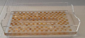 Tissue Box Plexi with Resine and Seashell Mother of Pearl(D25W13H5cm)
