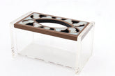 Tissue Box Mini Plexi with Cover Solid Walnut Wood with Inlay Seashell Mother of Pearl (D13.5W7H6cm)