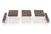 Tray Plexi with Mosaic Handles (47*14cm) with 3 Boxes Plexi + Cover Mosaic