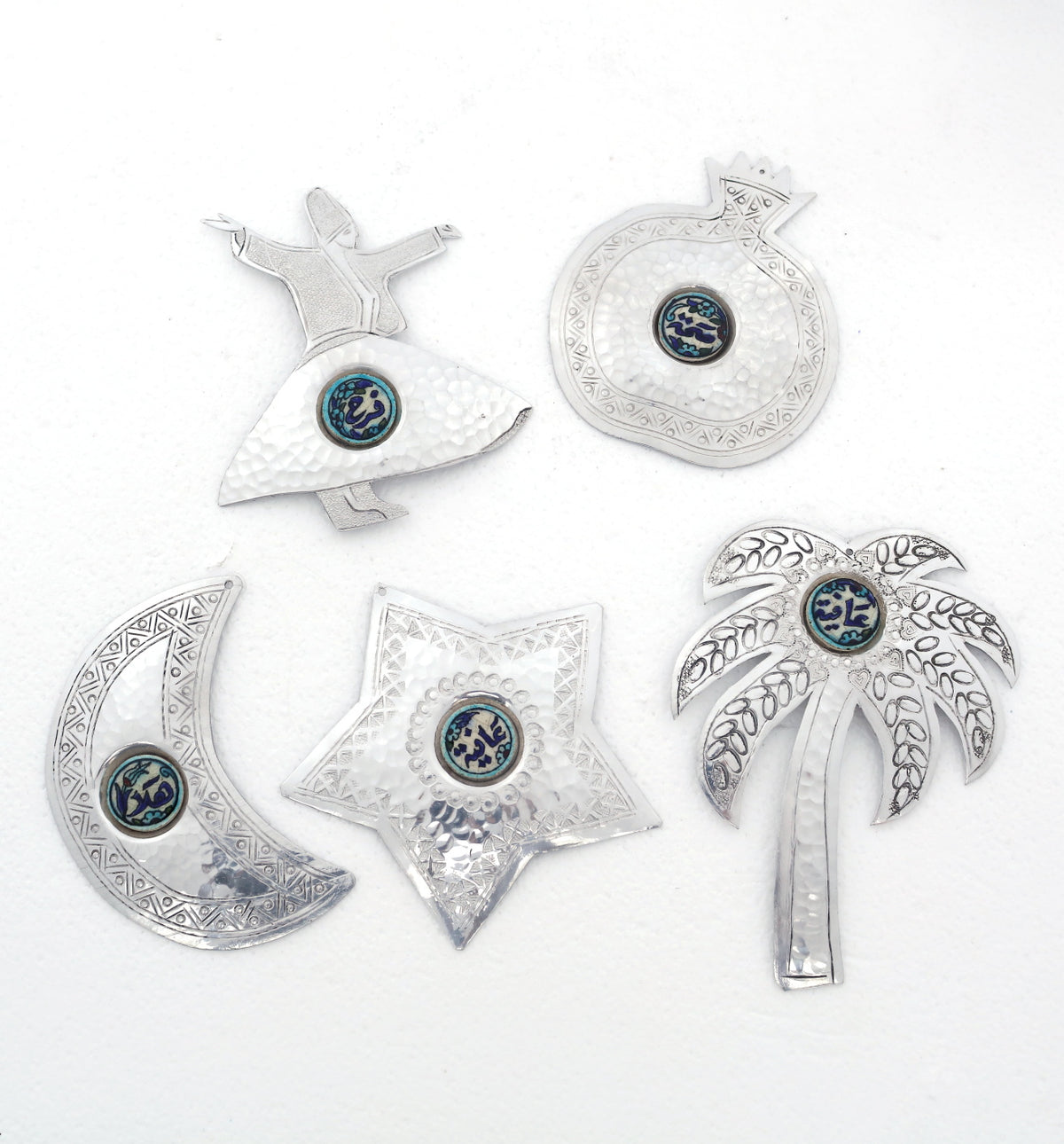 Set 5 Pcs Decoration  Hand Hammered Aluminum with Qishani (H15cm)