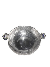 Salad Bowl Hand Hammered Aluminum Curved With Qishani Handles