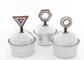 Box Hand Hammered Aluminum with Inlay Seashell Mother of Pearl