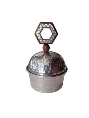 Box Hand Hammered Aluminum with Inlay Seashell Mother of Pearl