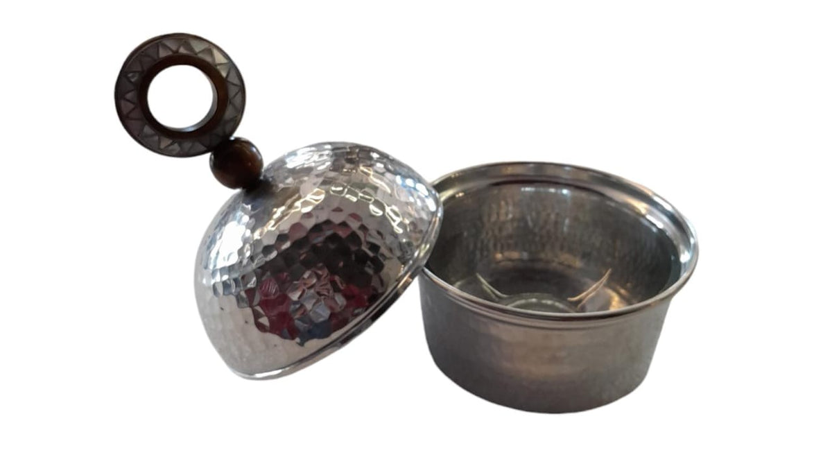 Box Hand Hammered Aluminum with Inlay Seashell Mother of Pearl