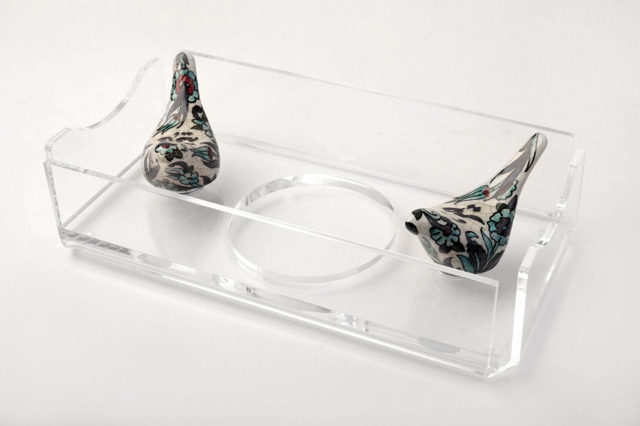 Tissue Box Plexi with 2 Birds Qishani (D24W12H5cm)