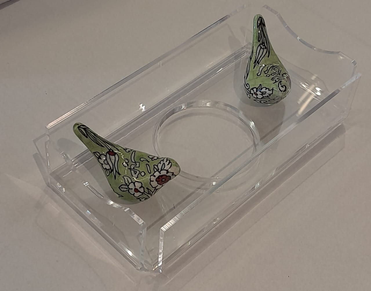 Tissue Box Plexi with 2 Birds Qishani (D24W12H5cm)