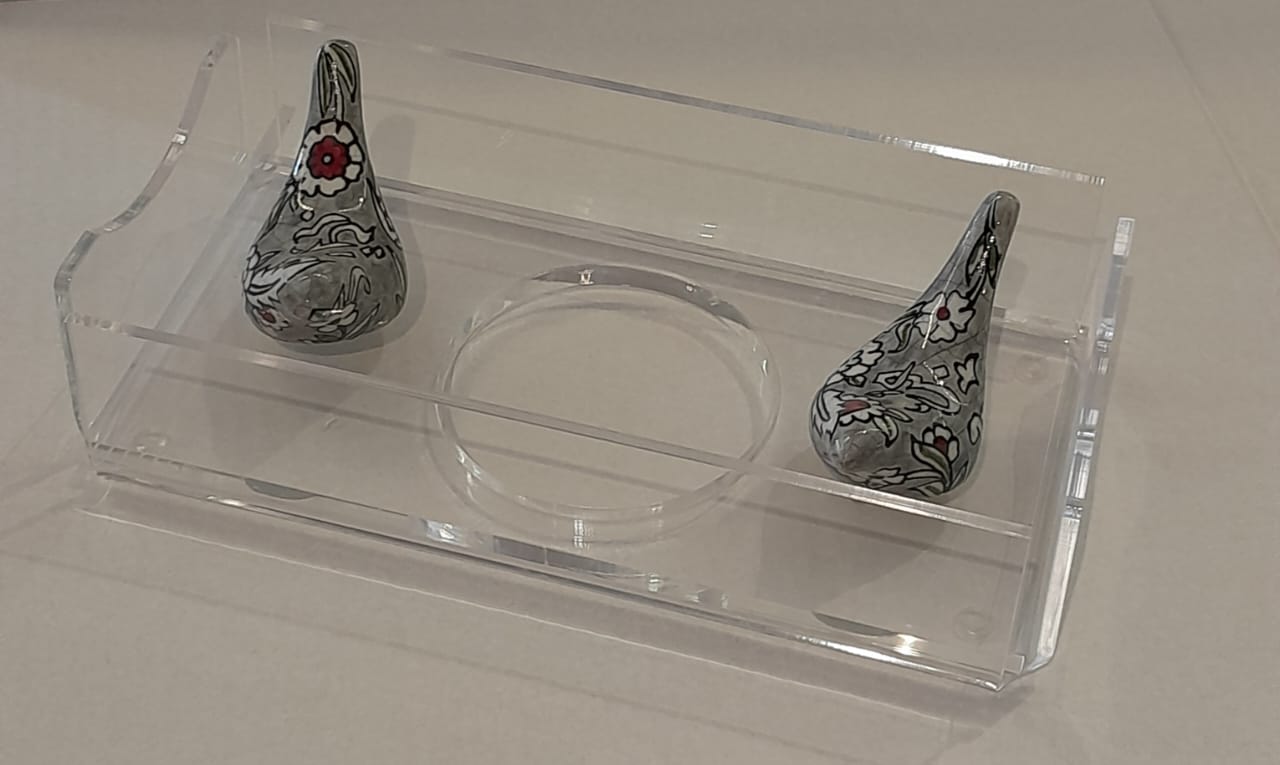 Tissue Box Plexi with 2 Birds Qishani (D24W12H5cm)