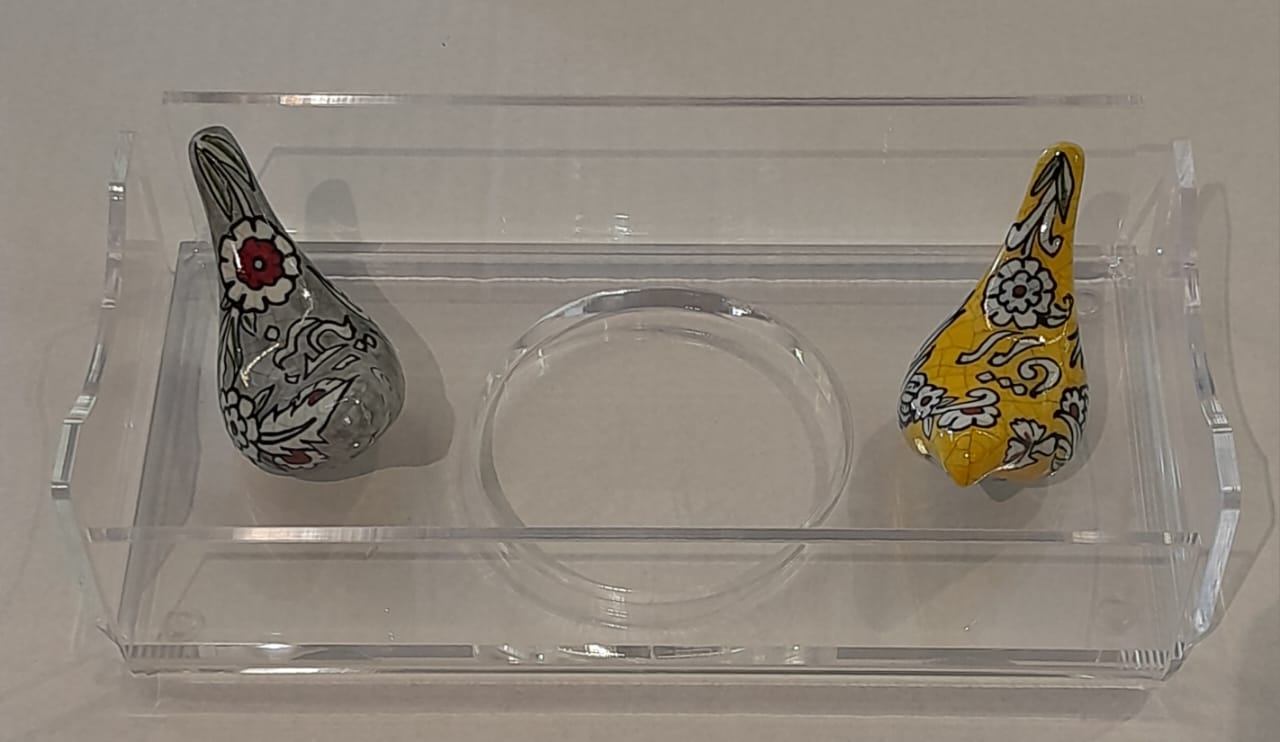 Tissue Box Plexi with 2 Birds Qishani (D24W12H5cm)