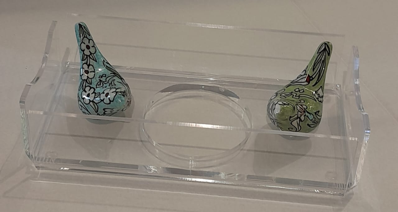 Tissue Box Plexi with 2 Birds Qishani (D24W12H5cm)