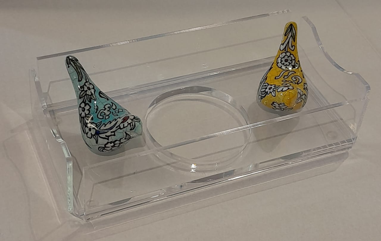 Tissue Box Plexi with 2 Birds Qishani (D24W12H5cm)