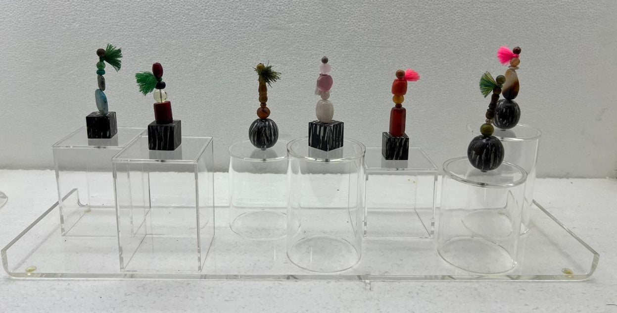 Set 7 Boxes Plexi with Semi Precious Stones