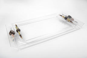 Tray Plexi with Handles Semi Precious Stones