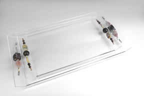 Tray Plexi with Handles Semi Precious Stones