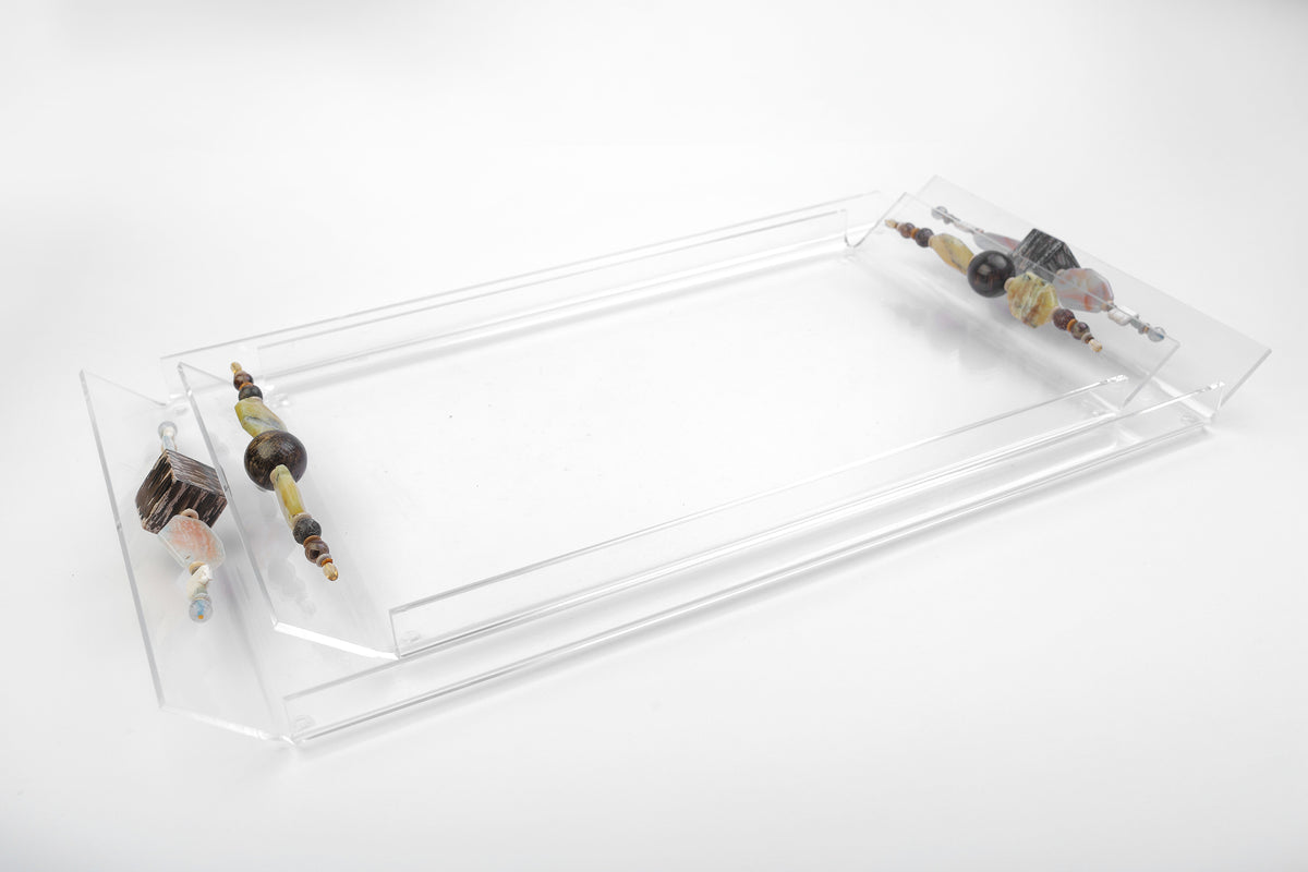Set 2 Trays Plexi With Semi Precious Stones (53*24cm/48*25cm)
