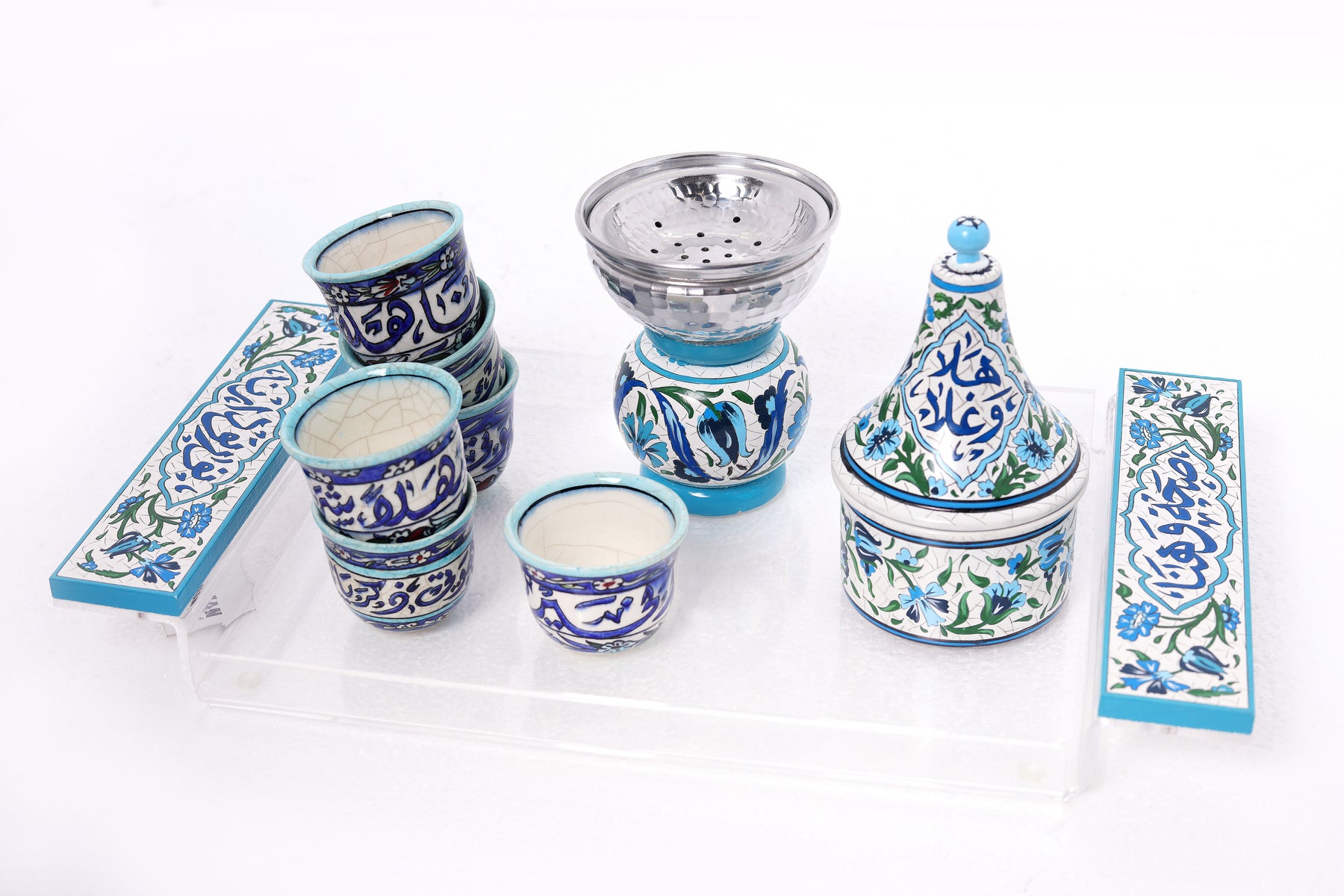 Tray Plexi with Hand Painted Handles Calligraphy