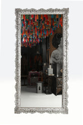 Mirror Rectangular Perforated Solid Walnut Wood Full Inlay Seashell Mother Of Pearl With Tin