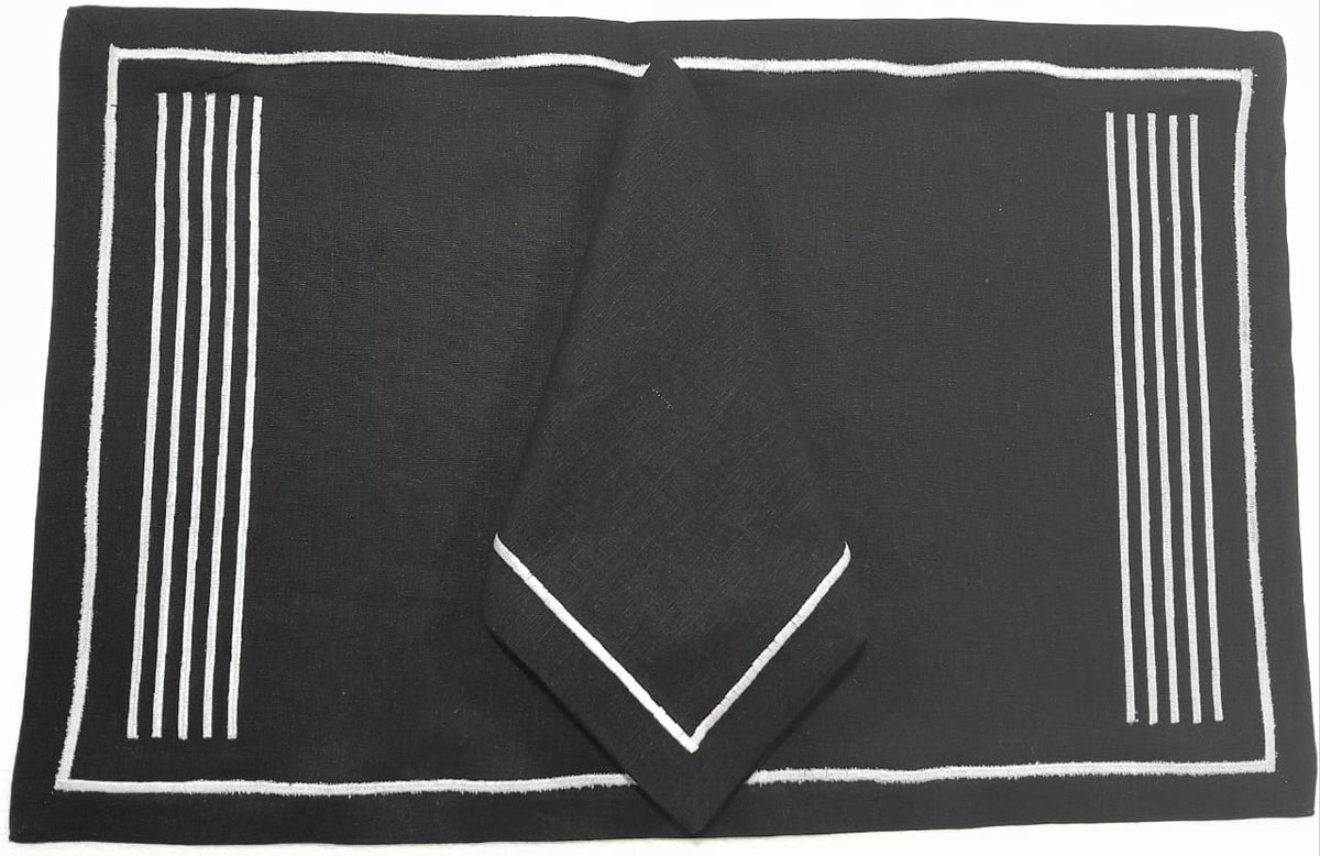 Placemat with Napkins Polycotton Embroidered-Category 1
