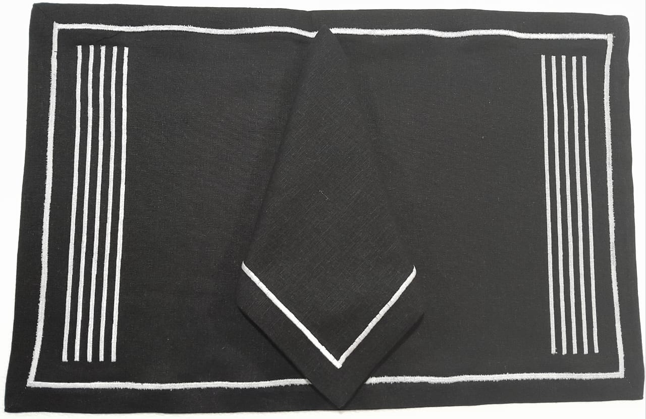 Placemat with Napkins Polycotton Embroidered-Category 1