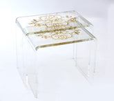 Set 2 Tables Gigogne Plexi With Resin Mother Of Pearl And Brass