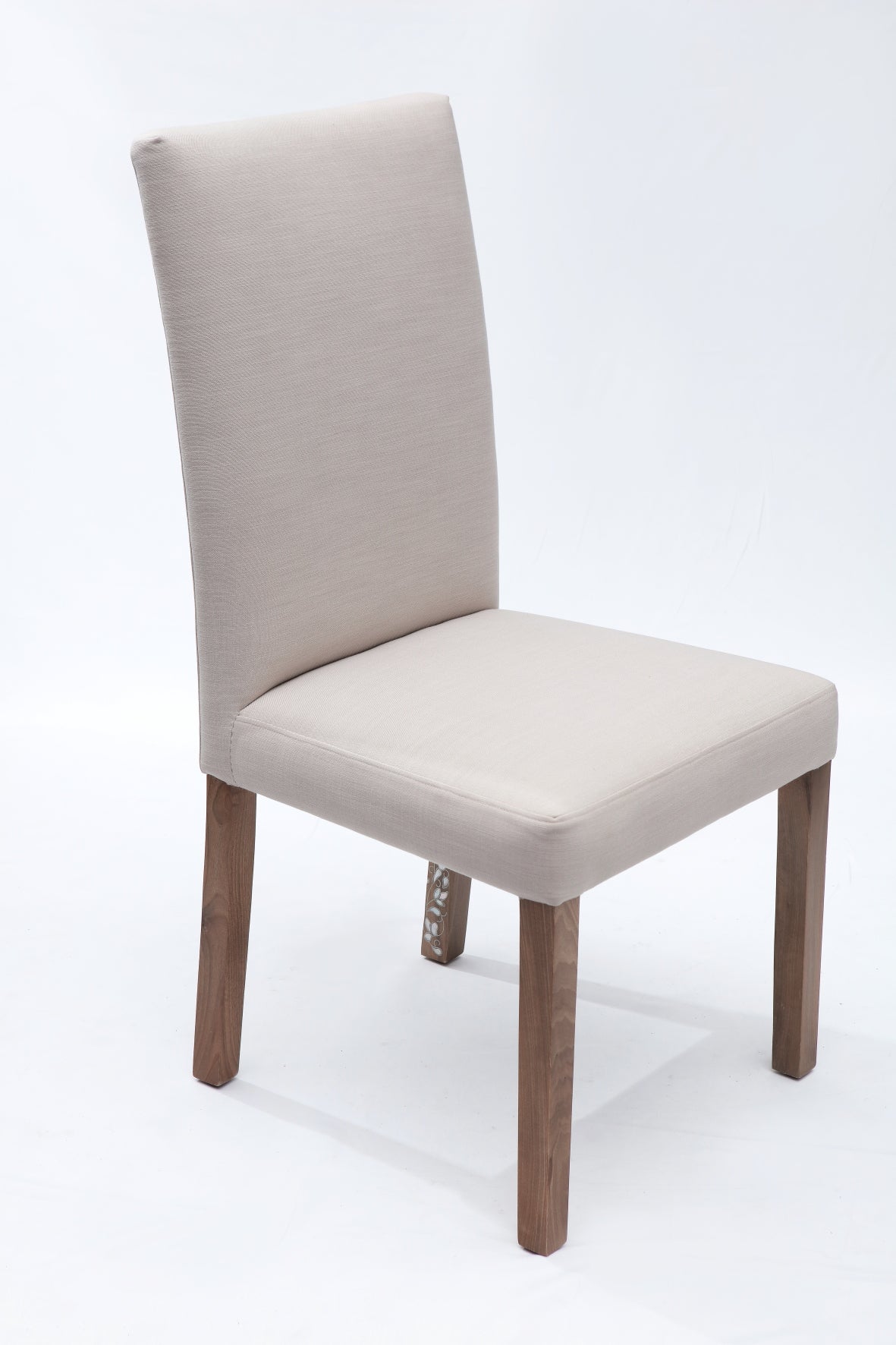 Chair With One Leg Solid Walnut Wood Inlay Seashell Mother Of Pearl With Tin + Handle Full Mother Of Pearl Inlay With Upholstery