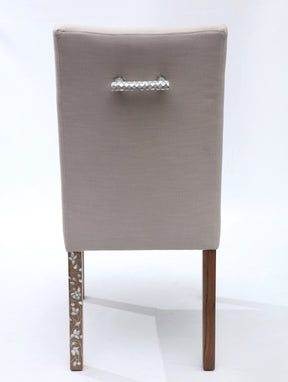 Chair With One Leg Solid Walnut Wood Inlay Seashell Mother Of Pearl With Tin + Handle Full Mother Of Pearl Inlay With Upholstery