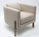 Arm Chair With Base 3 Edges Solid Walnut Wood Inlay Seashell Mother Of Pearl With Tin + Cushion