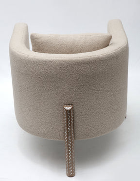 Arm Chair With Base 3 Edges Solid Walnut Wood Inlay Seashell Mother Of Pearl With Tin + Cushion