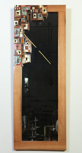 Mirror Houses Solid Walnut Wood With Colored Mother Of Pearl Inlay And Marquetry