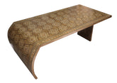 Dining Table Curved Natural Wood Marquetry Mosaic