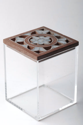 Box Square Handmade Plexi+ Cover Wood with Inlay Mother of Pearl