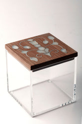Box Square Handmade Plexi+ Cover Wood with Inlay Mother of Pearl