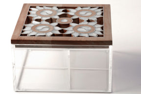 Box Square Handmade Plexi+ Cover Wood with Inlay Mother of Pearl